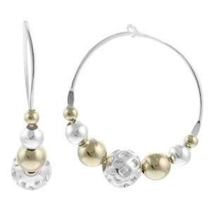    Sterling Silver Hoop Earrings Gold Filled Mix Metal Beads Jewelry