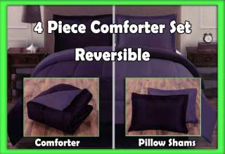   Signature Collection Simplicity Reversible Comforter Set Queen Purple