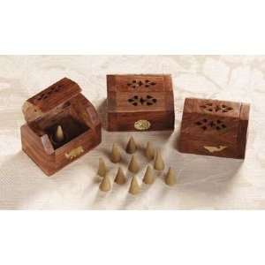  Home Fragrance Shesham Wood Incense Box Cones Set 6Pk 