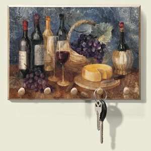  Wine & Cheese Wood Key Holder: Kitchen & Dining