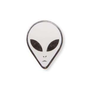 Alien Face Lapel Pin   black and white finish