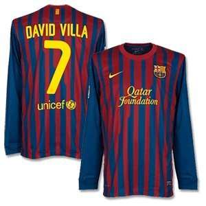    11 12 Barcelona Home L/S Jersey + David Villa 7