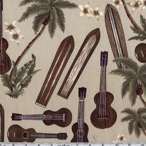  45 Wide Palm Trees and Board New Sand Fabric By The Yard 