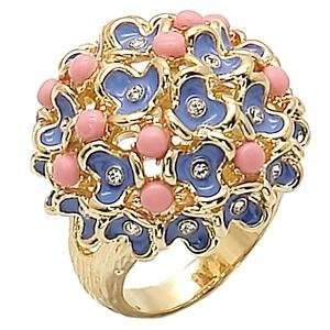    Gold Plated Purple Enamel Rose Stone Floral Ring SZ 6: Jewelry