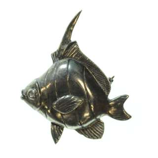 Vintage Sterling Silver   Flounder Fish Pin   Brooch   (9471)  