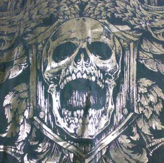 Mens XL AFFLICTION FEDOR EMELIANENKO Silver Foil Skull Black T shirt 