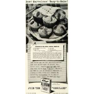 1941 Ad Kelloggs All Bran Pecan Muffin Recipe Regulars   Original 