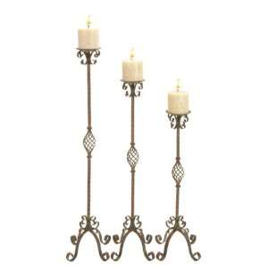  Set of Three Metal Floor Candle Holders: Home & Kitchen