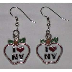   Heart Love New York Big Apple Dangling Earrings New York City: Jewelry