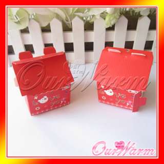 100 Red Candy House Wedding Party Supply Professional Gift Favor Box 