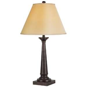  Bronze Metal Column Tan Shade Table Lamp: Home Improvement