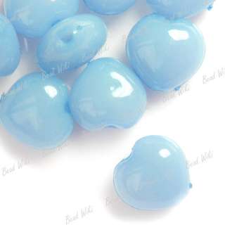 50pcs Blue Smooth Love Heart Acrylic Plastic Bead AR240  
