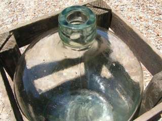   1929 BIG Distillata Glass Water Bottle Jug Cooler Wooden Crate  