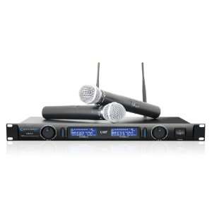   Dual Wireless Microphone System with VU Meter: Musical Instruments