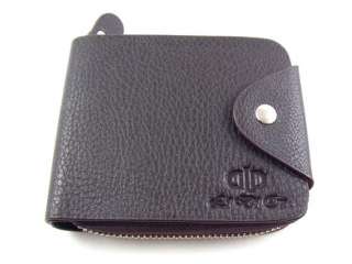 Real Genuine Leather Bifold Dark Coffee Zip Around ID Card Holder 