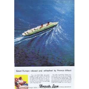  1957 French Line Cruises Vintage Ad 