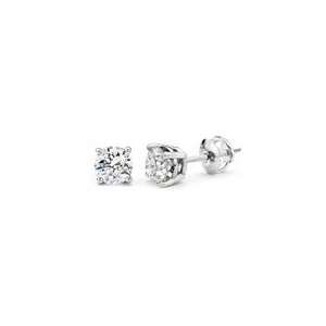 0.07 Cts Round Diamond Stud Earrings in 18K White Gold 
