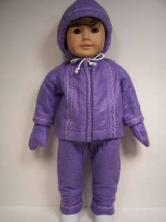 LAVENDER Snowsuit Pants Mittens Jacket Doll Clothes For AMERICAN GIRL 