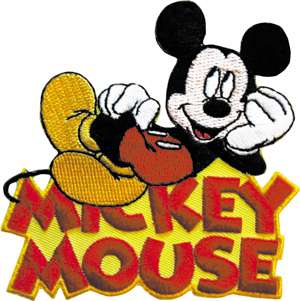 Walt Disneys Mickey Mouse Figure & Name Logo Patch, NEW UNUSED  