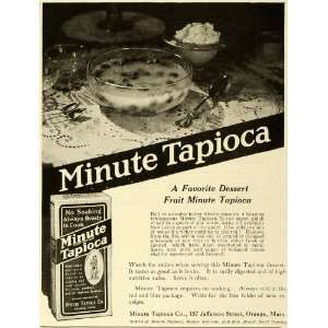  1922 Ad Minute Tapioca Pudding Fruit Dessert Mix Recipe 