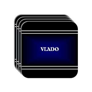 Personal Name Gift   VLADO Set of 4 Mini Mousepad Coasters (black 
