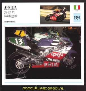 1992 APRILIA 250 AF1 V1 Loris Reggiani MOTORCYCLE CARD  
