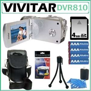  Vivitar DVR810 8.1MP HD Digital Camcorder Silver + 4GB 