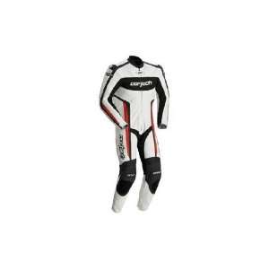   LEATHER RR ONE PIECE MOTORCYCLE SUIT (2XLARGE, WHITE/RED): Clothing