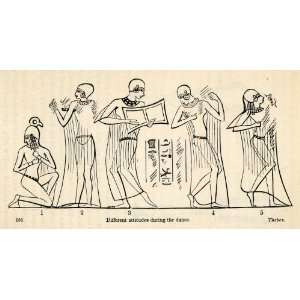 com 1854 Woodcut Ancient Thebes Egyptian Dancers Dance Hieroglyphics 