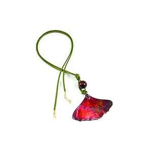  REAL LEAF Ginkgo Leaf Necklace Pendant Iridescent Jewelry
