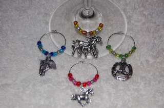 Horse Wine Glass Charms Equestrian mustang pony Aggie  