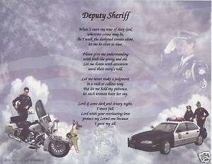 POLICE DEPUTY SHERIFF Poem Prayer Personalized Name Art  
