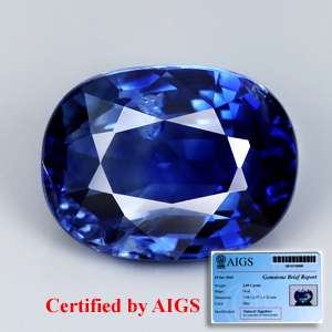 AIGS CERTIFIED Natural Gem 2.09ct Oval UNHEATED Royal Blue SAPPHIRE 