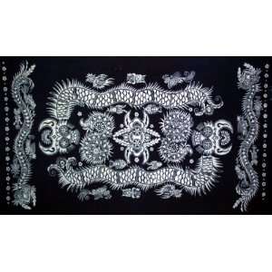 Chinese Batik Tapestry Tablecloth Blue Dragon Pattern 