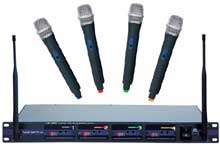VocoPro UHF 5800 4 Wireless Microphone Handheld System w/ Mic Case 