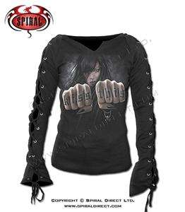 Spiral Direct Ladies Kiss This Goth Knuckles F Slve Top  