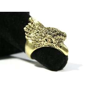 Eagle Ring Size 7.5 Gold Solid Cast Hawk Bird Wildlife Fashion Jewelry