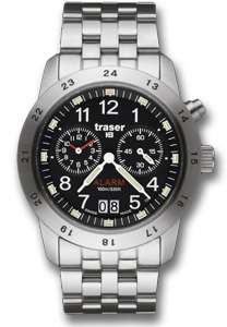 Traser H3 Big Date Pro Alarm Steel GREEN Tritium Watch  