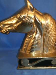 Vintage Virginia Metalcrafters VM Brass Horse Book Ends The Stallion 