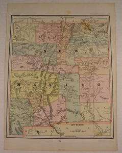   Mexico 1892 folio color antique map Santa Fe Silver City Albuquerque