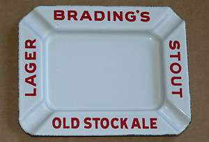 Vintage BRADING’S ALE porcelain ashtray sign NOS * 