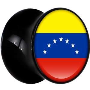  8mm Black Acrylic Venezuela Flag Saddle Plug Jewelry