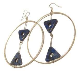  Lapis Earrings 10 Hoop White Blue Triangle Stone Crystal 