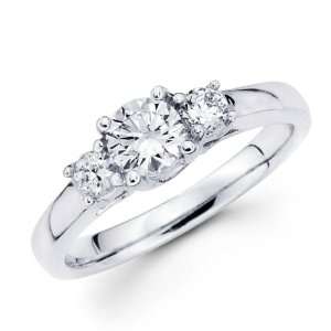  Semi Mount 3 Stone Diamond Engagement Ring 14k White Gold 