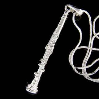 Swarovski Crystal Woodwind ~Clarinet Pendant Necklace  