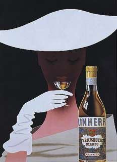 VINTAGE VERMOUTH BIANCO MARTINI HAT ITALY REPRO POSTER  