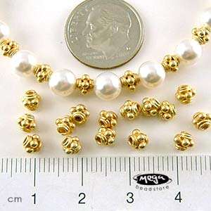 4mm VERMEIL Gold on Silver Bali Beads Spacers S14V  12 pcs  