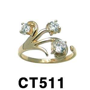  14k Fancy Cubic Zirconia Toe Ring (Yellow Gold): Jewelry