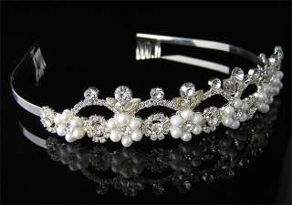 Wedding/Bridal crystal veil tiara crown headband CR124  