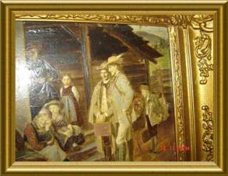   GATHERING OIL PAINTING (AMAZING FRAME),WITH PROFESSIONAL APPRAISAL
